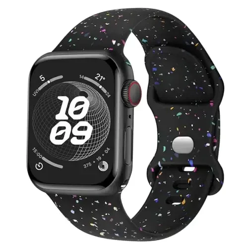 Knossen Sport Band Apple Watch Band 38mm 40mm 41mm 42mm 44mm 45mm 46mm 49mm ayollar va erkaklar uchun mos, iWatch Series 11 10 9 8 7 6 5 4 3 2 1 Ultra SE uchun qayta ishlangan plastik yumshoq silikon tasma 