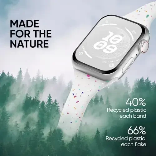 Knossen Sport Band Apple Watch Band 38mm 40mm 41mm 42mm 44mm 45mm 46mm 49mm ayollar va erkaklar uchun mos keladi, iWatch Series 11 10 9 8 7 6 5 4 3 2 1 Ultra SE uchun qayta ishlangan plastik yumshoq silikon tasma - 2