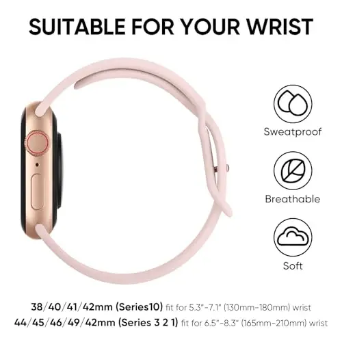 Knossen Sport Band Apple Watch Band 38mm 40mm 41mm 42mm 44mm 45mm 46mm 49mm ayollar va erkaklar uchun mos keladi, iWatch Series 11 10 9 8 7 6 5 4 3 2 1 Ultra SE uchun qayta ishlangan plastik yumshoq silikon tasma - 4