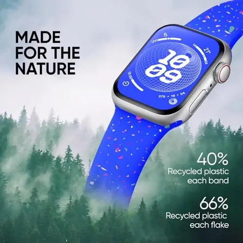 Knossen Sport Band Apple Watch Band 38mm 40mm 41mm 42mm 44mm 45mm 46mm 49mm ayollar va erkaklar uchun mos keladi, iWatch Series 11 10 9 8 7 6 5 4 3 2 1 Ultra SE uchun qayta ishlangan plastik yumshoq silikon tasma - 2