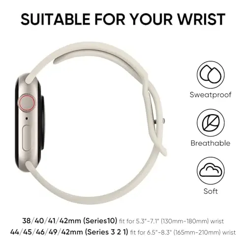 Knossen Sport Band Apple Watch Band 38mm 40mm 41mm 42mm 44mm 45mm 46mm 49mm ayollar va erkaklar uchun mos keladi, iWatch Series 11 10 9 8 7 6 5 4 3 2 1 Ultra SE uchun qayta ishlangan plastik yumshoq silikon tasma - 4