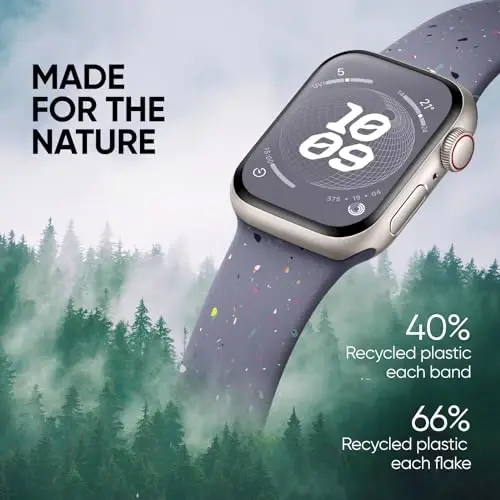 Knossen Sport Band Apple Watch Band 38mm 40mm 41mm 42mm 44mm 45mm 46mm 49mm ayollar va erkaklar uchun mos keladi, iWatch Series 11 10 9 8 7 6 5 4 3 2 1 Ultra SE uchun qayta ishlangan plastik yumshoq silikon tasma - 2