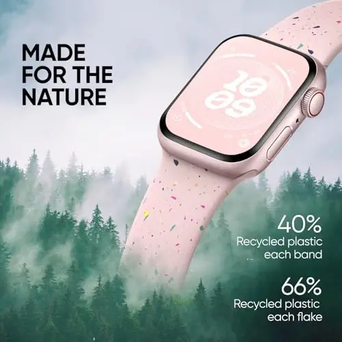 Knossen Sport Band Apple Watch Band 38mm 40mm 41mm 42mm 44mm 45mm 46mm 49mm ayollar va erkaklar uchun mos keladi, qayta ishlangan plastik yumshoq silikon tasma iWatch Series 11 10 9 8 7 6 5 4 3 2 1 Ultra SE uchun - 2