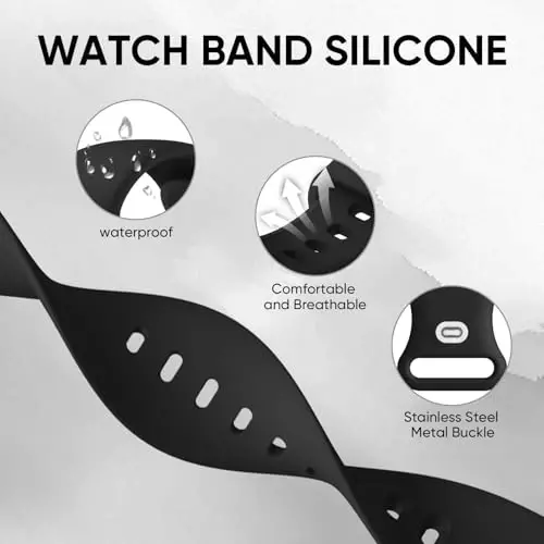 Knossen Sport Band Apple Watch Band 38mm 40mm 41mm 42mm 44mm 45mm 46mm 49mm ayollar va erkaklar uchun mos keladi, qayta ishlangan plastik yumshoq silikon tasma iWatch Series 11 10 9 8 7 6 5 4 3 2 1 Ultra SE uchun - 2