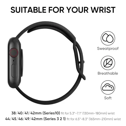 Knossen Sport Band Apple Watch Band 38mm 40mm 41mm 42mm 44mm 45mm 46mm 49mm ayollar va erkaklar uchun mos keladi, qayta ishlangan plastik yumshoq silikon tasma iWatch Series 11 10 9 8 7 6 5 4 3 2 1 Ultra SE uchun - 4