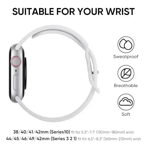 Knossen Sport Band Apple Watch Band 38mm 40mm 41mm 42mm 44mm 45mm 46mm 49mm ayollar va erkaklar uchun mos keladi, qayta ishlangan plastik yumshoq silikon tasma iWatch Series 11 10 9 8 7 6 5 4 3 2 1 Ultra SE uchun - 4
