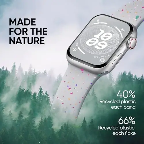 Knossen Sport Band Apple Watch Band 38mm 40mm 41mm 42mm 44mm 45mm 46mm 49mm ayollar va erkaklar uchun mos keladi, qayta ishlangan plastik yumshoq silikon tasma iWatch Series 11 10 9 8 7 6 5 4 3 2 1 Ultra SE uchun - 2