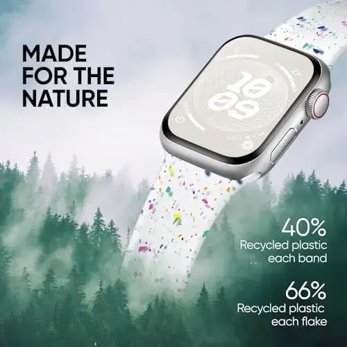 Knossen Sport Band Compatible with Apple Watch Band 38mm 40mm 41mm 42mm 44mm 45mm 46mm 49mm for Women Men, Recycled Plastic Soft Silicone Strap for iWatch Series 11 10 9 8 7 6 5 4 3 2 1 Ultra SE - KNOSSEN (1)