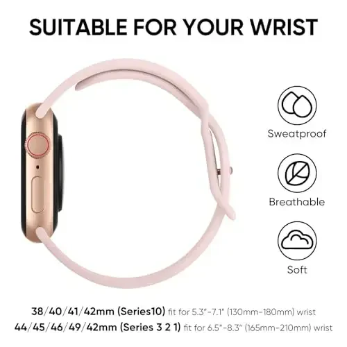 Knossen Sport Band Compatible with Apple Watch Band 38mm 40mm 41mm 42mm 44mm 45mm 46mm 49mm for Women Men, Recycled Plastic Soft Silicone Strap for iWatch Series 11 10 9 8 7 6 5 4 3 2 1 Ultra SE - 4