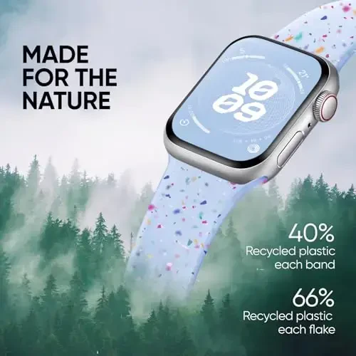 Knossen Sport Band Compatible with Apple Watch Band 38mm 40mm 41mm 42mm 44mm 45mm 46mm 49mm for Women Men, Recycled Plastic Soft Silicone Strap for iWatch Series 11 10 9 8 7 6 5 4 3 2 1 Ultra SE - 2