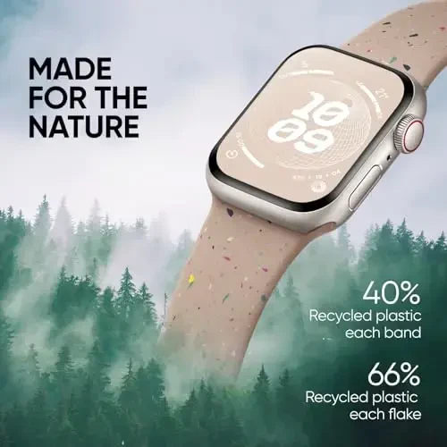 Knossen Sport Band Compatible with Apple Watch Band 38mm 40mm 41mm 42mm 44mm 45mm 46mm 49mm for Women Men, Recycled Plastic Soft Silicone Strap for iWatch Series 11 10 9 8 7 6 5 4 3 2 1 Ultra SE - 2
