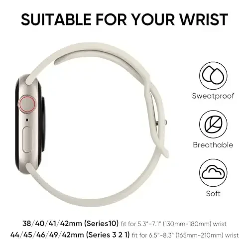 Knossen Sport Band Compatible with Apple Watch Band 38mm 40mm 41mm 42mm 44mm 45mm 46mm 49mm for Women Men, Recycled Plastic Soft Silicone Strap for iWatch Series 11 10 9 8 7 6 5 4 3 2 1 Ultra SE - 4