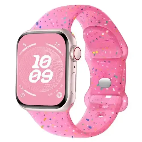 Knossen Sport Band Compatible with Apple Watch Band 38mm 40mm 41mm 42mm 44mm 45mm 46mm 49mm for Women Men, Recycled Plastic Soft Silicone Strap for iWatch Series 11 10 9 8 7 6 5 4 3 2 1 Ultra SE - 1