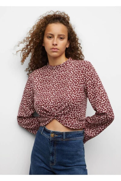Knot Detail Flower Print Blouse - MANGO TEEN
