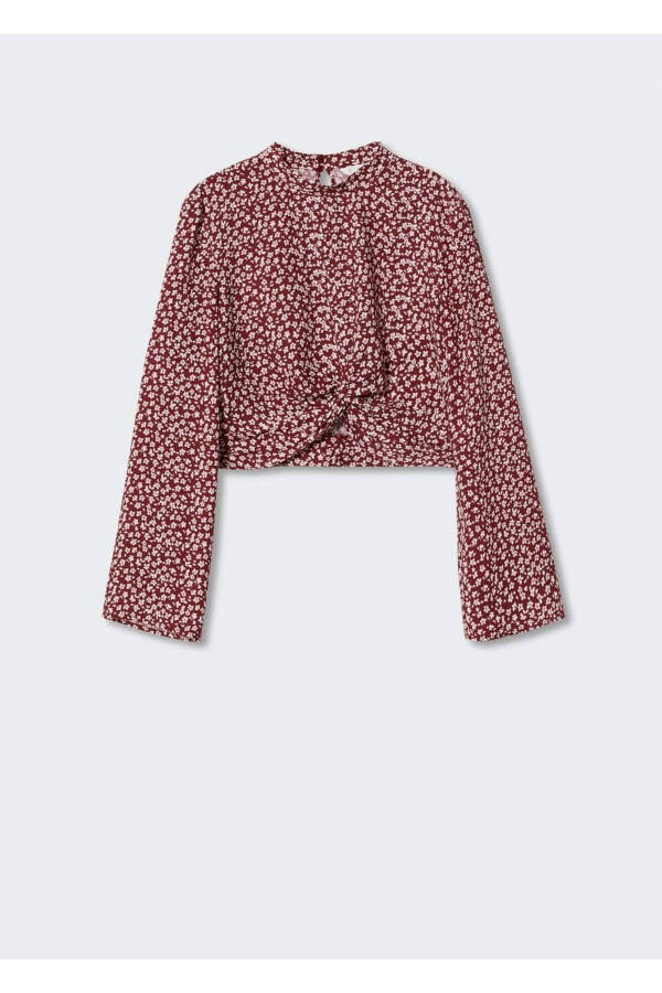 Knot Detail Flower Print Blouse - 3