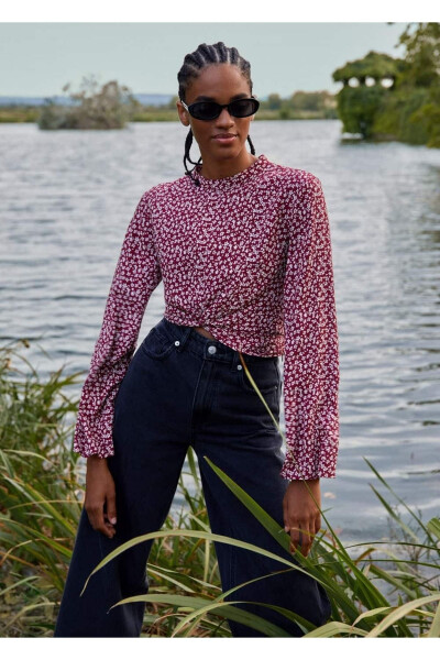 Knot Detail Flower Print Blouse - 8