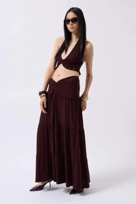 Knot Detail Ruffle Trim Crop - 3