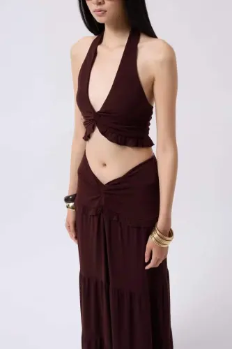 Knot Detail Ruffle Trim Crop - 4