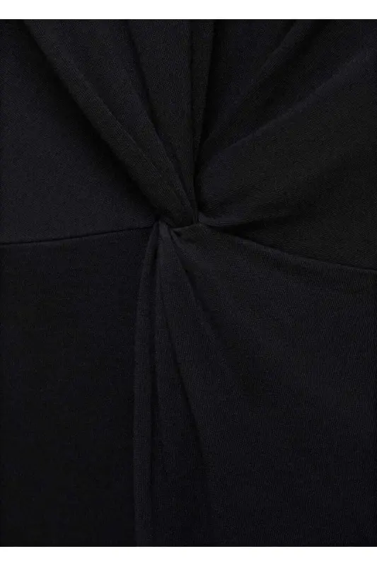 Knotted cotton dress-Black - 8