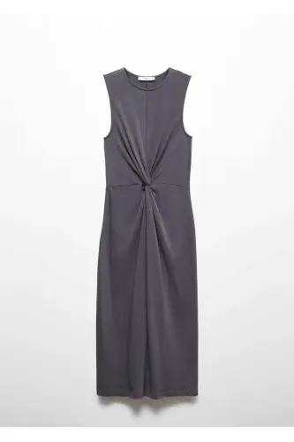 Knotted cotton dress-Grey - 3