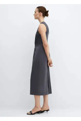 Knotted cotton dress-Grey - 8