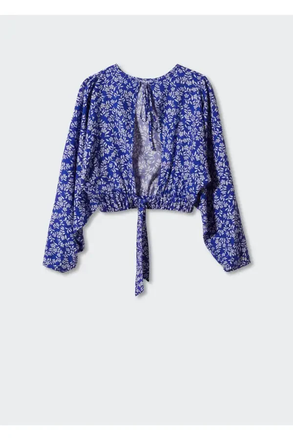 Knotted Detailed Patterned Blouse - 2