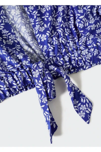 Knotted Detailed Patterned Blouse - 6