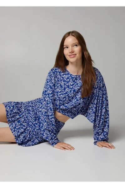 Knotted Detailed Patterned Blouse - 7