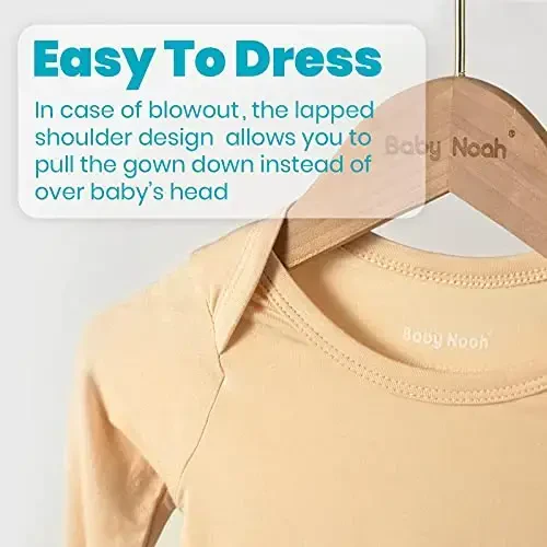 Knotted Gown Baby Newborn Hospital Outfit, Modal Infant Sleeper Gowns with Mittens, Bow and Hat Set, Nightgowns 0-3 Months - 5