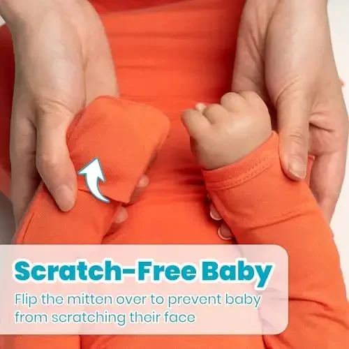 Knotted Gown Baby Newborn Hospital Outfit, Modal Infant Sleeper Gowns with Mittens, Bow and Hat Set, Nightgowns 0-3 Months - 3