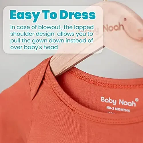 Knotted Gown Baby Newborn Hospital Outfit, Modal Infant Sleeper Gowns with Mittens, Bow and Hat Set, Nightgowns 0-3 Months - 6