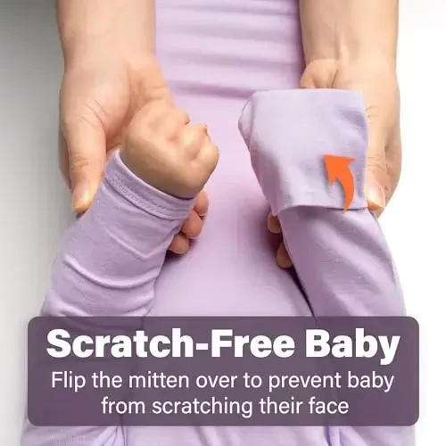 Knotted Gown Baby Newborn Hospital Outfit, Modal Infant Sleeper Gowns with Mittens, Bow and Hat Set, Nightgowns 0-3 Months - 5