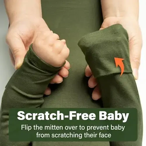 Knotted Gown Baby Newborn Hospital Outfit, Modal Infant Sleeper Gowns with Mittens, Bow and Hat Set, Nightgowns 0-3 Months - 5