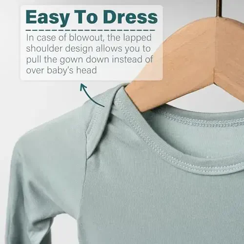 Knotted Gown Baby Newborn Hospital Outfit, Modal Infant Sleeper Gowns with Mittens, Bow and Hat Set, Nightgowns 0-3 Months - 4