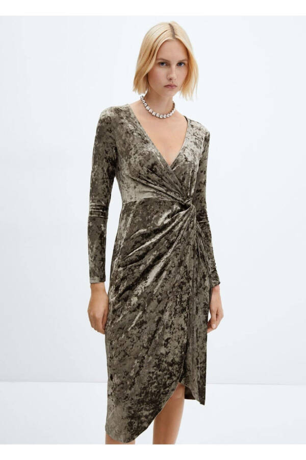 Knotted Velvet Dress - 1