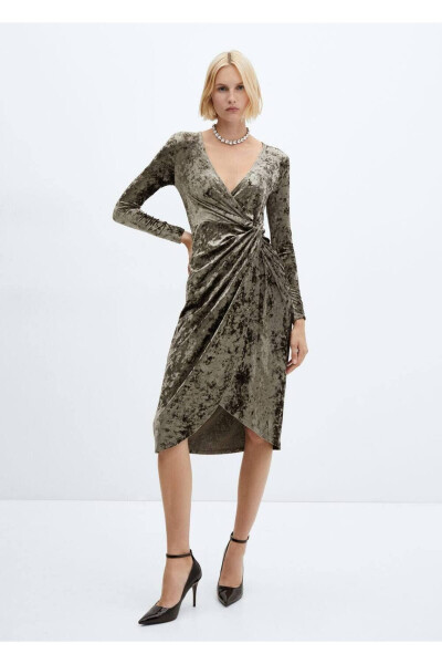 Knotted Velvet Dress - MANGO WOMAN (1)