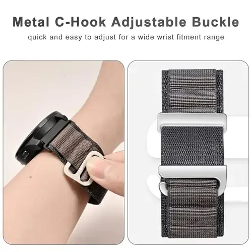 Koazon Alpine Loop Watch Band Garmin Forerunner 165/55/Vivoactive 5/6/3,20mm bilan mos keladi, 20mm yumshoq neylon nafas oladigan sozlanishi C-Hook sport tasmasi Venu sq 2/Venu aksessuarlari erkaklar ayollar uchun - 3