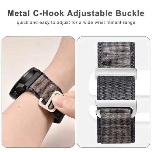 Koazon Alpine Loop Watch Band Garmin Forerunner 165/55/Vivoactive 5/6/3,20mm bilan mos keladi, 20mm yumshoq neylon nafas oladigan sozlanishi C-Hook sport tasmasi Venu sq 2/Venu aksessuarlari erkaklar ayollar uchun - 3