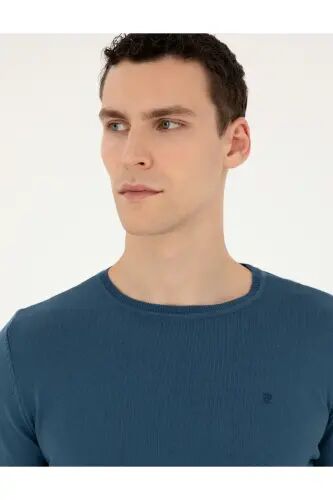 Kobalt Slim Fit Bisiklet Yaka Basic Triko Kazak 50296621-VR077 - Kobalt - PIERRE CARDIN (1)