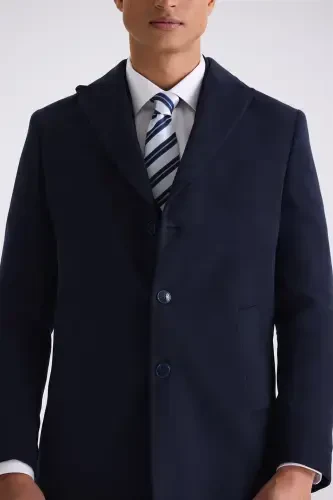 Кобальтовое кашемировое пальто Comfort Fit с острым воротником - 3