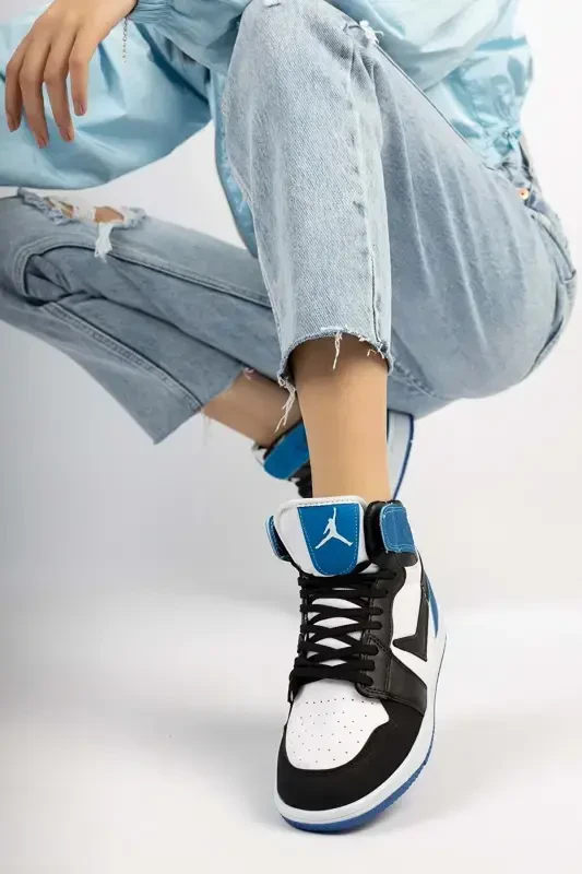 Kocamanlar 8070 Boğazlı Unisex Spor Ayakkabı SİYAH-MAVİ-SİYAH - 2