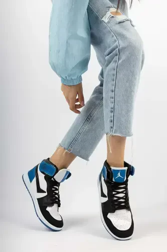 Kocamanlar 8070 Boğazlı Unisex Spor Ayakkabı SİYAH-MAVİ-SİYAH - 3