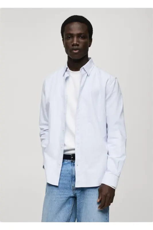 Kodak striped 100% cotton shirt-Blue - 9