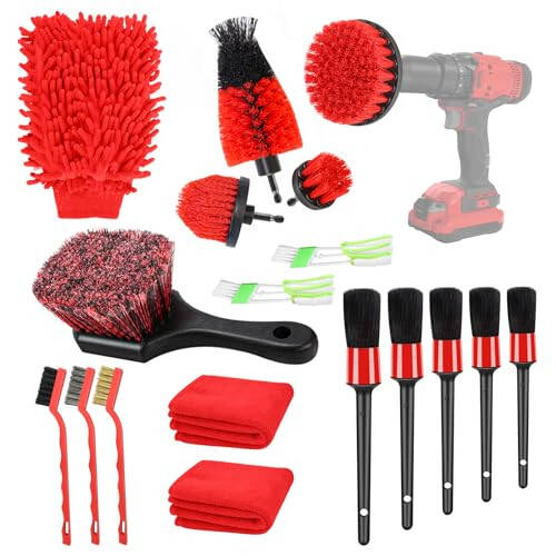 KOFANI Car Detailing Kit, 18Pcs Reliable Car Cleaning Kit Includes Various of Soft-bristled Car Detailing Brushes for Cleaning Interior, Exterior, Wheels, Dashboard - 1