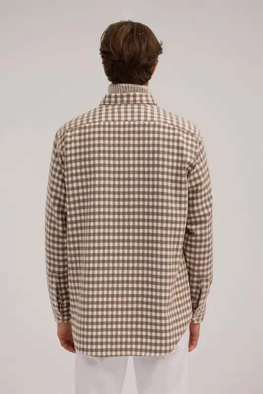 Кофе Classic Fit В клетку 100% хлопок Рубашка - 4