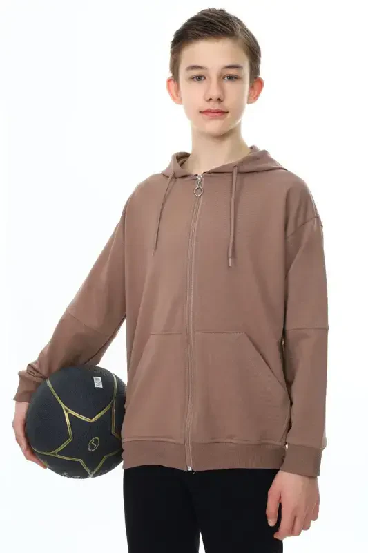 Кофе Мальчик Толстовка Школьная Кофта 19207-Бежевый - CANSIN MINI