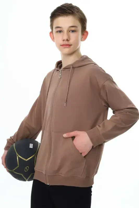 Кофе Мальчик Толстовка Школьная Кофта 19207-Бежевый - 2