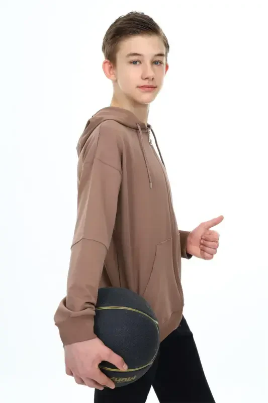 Кофе Мальчик Толстовка Школьная Кофта 19207-Бежевый - 4