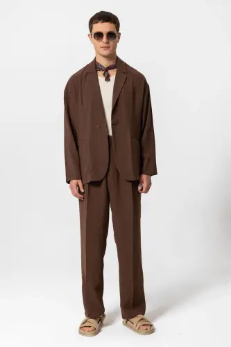 Кофе Oversize Без Подкладки Мужской Блейзер-Кофе - 1