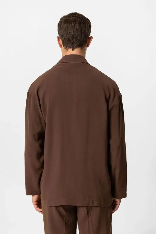 Кофе Oversize Без Подкладки Мужской Блейзер-Кофе - 3